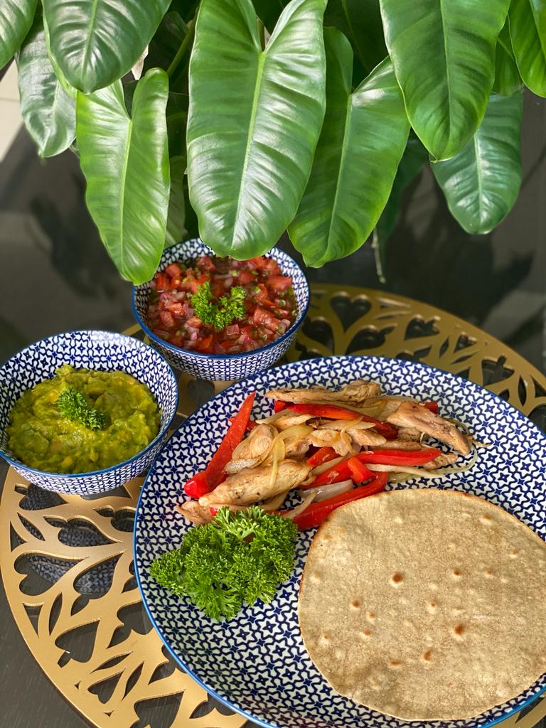 Fajitas con tortilla sin harinas refinadas
